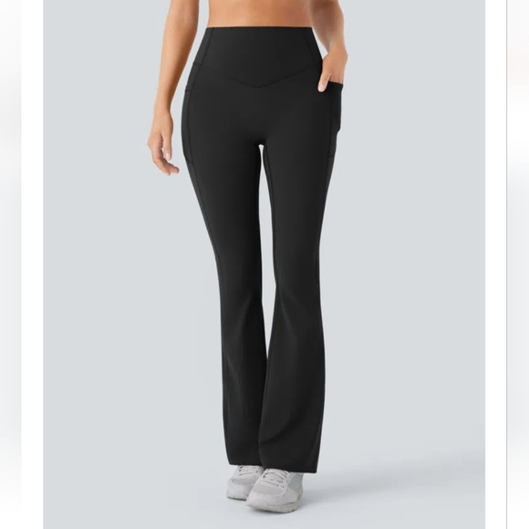 HALARA Pants - NWT Halara Ultra Sculpt High Waist Tummy Control Black Flare Leggings Sz. M Tall